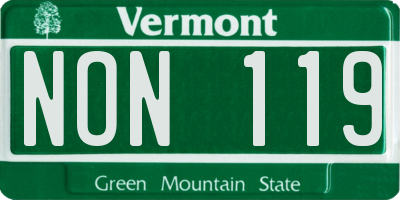 VT license plate NON119
