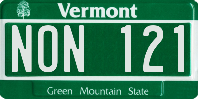 VT license plate NON121