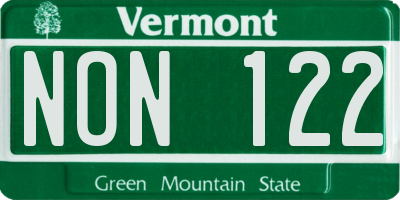 VT license plate NON122