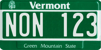 VT license plate NON123