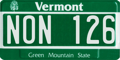VT license plate NON126
