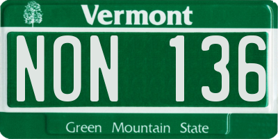 VT license plate NON136