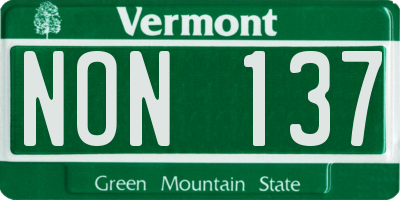 VT license plate NON137