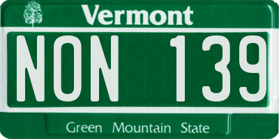 VT license plate NON139