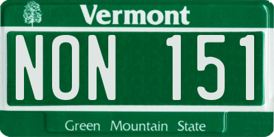VT license plate NON151