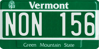VT license plate NON156