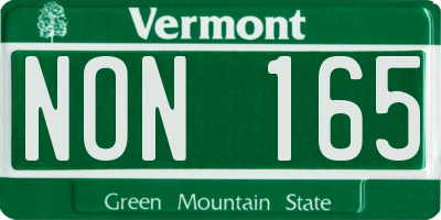 VT license plate NON165