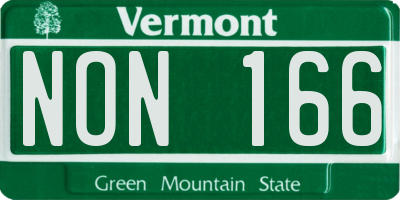 VT license plate NON166