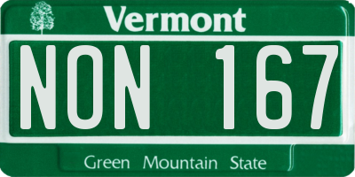 VT license plate NON167
