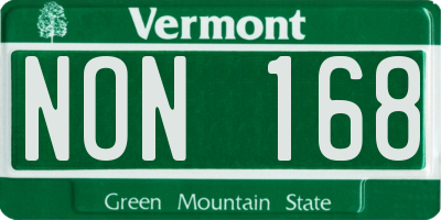 VT license plate NON168