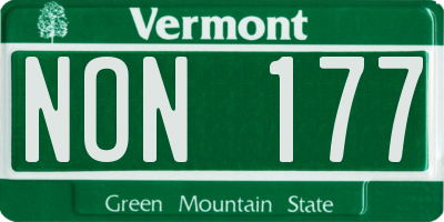 VT license plate NON177