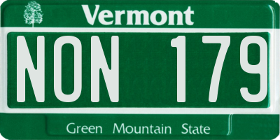 VT license plate NON179
