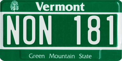 VT license plate NON181