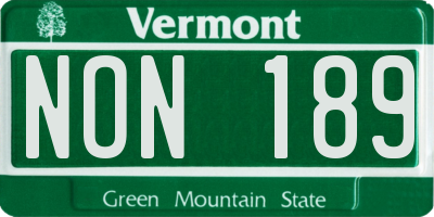 VT license plate NON189