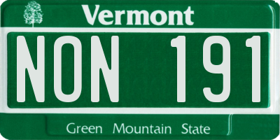 VT license plate NON191