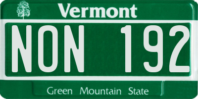 VT license plate NON192
