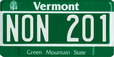 VT license plate NON201
