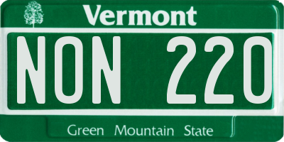 VT license plate NON220