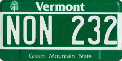 VT license plate NON232