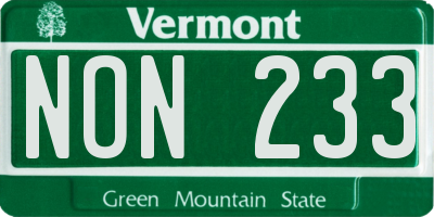 VT license plate NON233