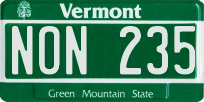 VT license plate NON235