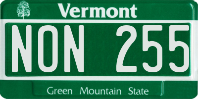 VT license plate NON255