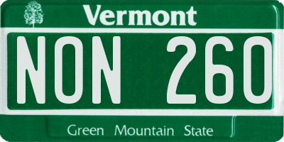 VT license plate NON260