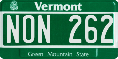 VT license plate NON262