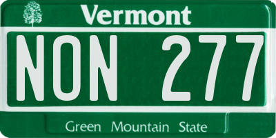 VT license plate NON277