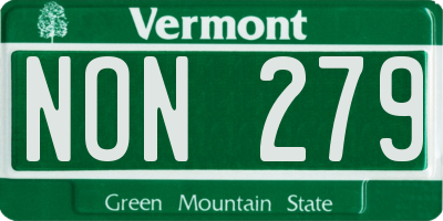 VT license plate NON279