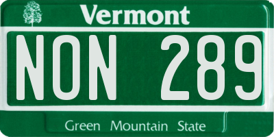 VT license plate NON289