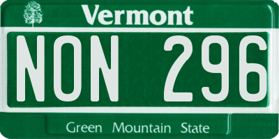 VT license plate NON296
