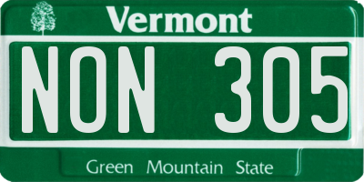 VT license plate NON305