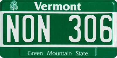 VT license plate NON306