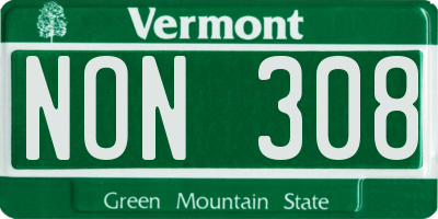 VT license plate NON308