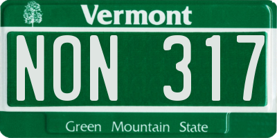 VT license plate NON317