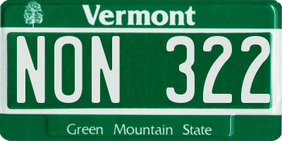 VT license plate NON322