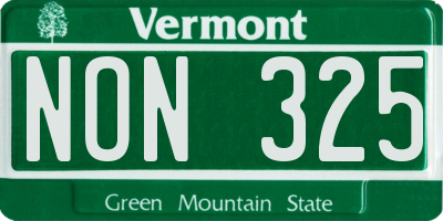 VT license plate NON325