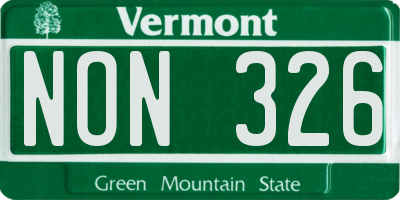 VT license plate NON326