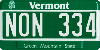 VT license plate NON334