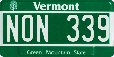 VT license plate NON339