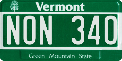 VT license plate NON340