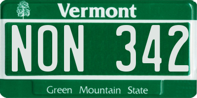 VT license plate NON342