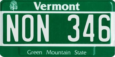 VT license plate NON346