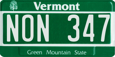 VT license plate NON347