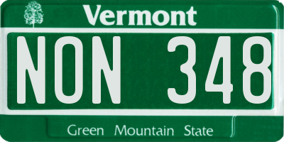 VT license plate NON348