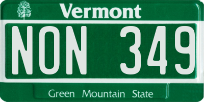 VT license plate NON349
