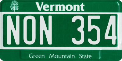 VT license plate NON354