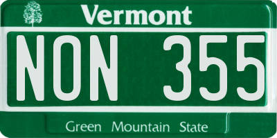 VT license plate NON355