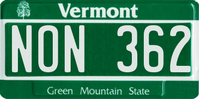 VT license plate NON362
